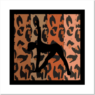 yoga girl with leopard print Posters and Art